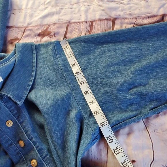 Cottagecore Denim Blue Dress Minimalist Retro Sheath With Pockets 2XL Wang Yi Ge - Picture 11 of 12